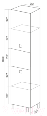 Шкаф-пенал для ванной Mixline Боско 35 R 522470 (белый/венге)