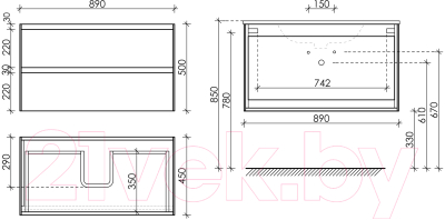 Тумба под умывальник Sancos Cento / CN90W (белый глянец)