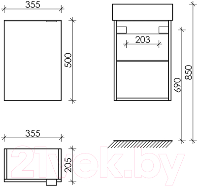 Тумба под умывальник Sancos Mini / MN35ECHL (дуб чарльстон)