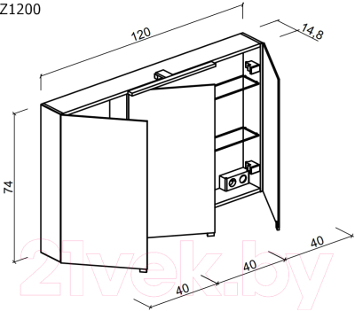 Шкаф с зеркалом для ванной Sancos Hilton / Z1200