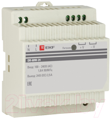 Блок питания на DIN-рейку EKF PROxima DR-60W-24 - фото