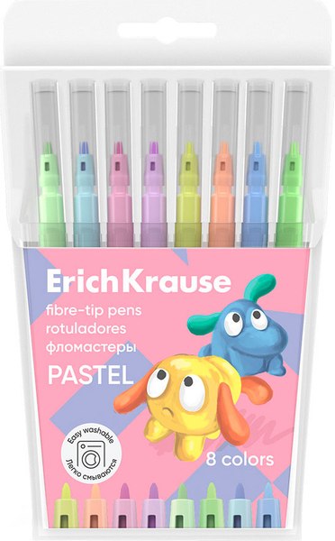 Фломастеры Erich Krause Easy Washable Pastel / 56085 - фото