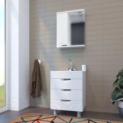 Шкаф с зеркалом для ванной Mixline Этьен 50 L 542402 (с подсветкой)