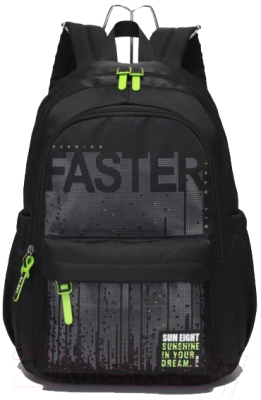 Школьный рюкзак Sun Eight SE-8399 (черный/салатовый) - фото