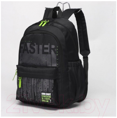 Школьный рюкзак Sun Eight SE-8399 (черный/салатовый)