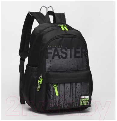 Школьный рюкзак Sun Eight SE-8399 (черный/салатовый)