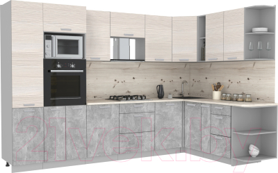 Готовая кухня Интерлиния Мила Лайт 1.88x3.2 правая без столешницы - фото