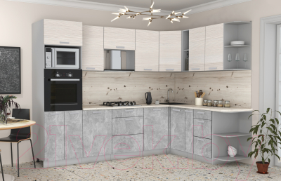 Готовая кухня Интерлиния Мила Лайт 1.88x2.8 правая без столешницы