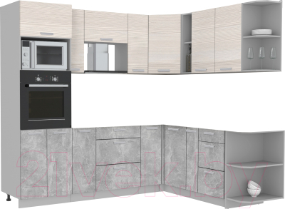 Готовая кухня Интерлиния Мила Лайт 1.88x2.4 правая без столешницы - фото