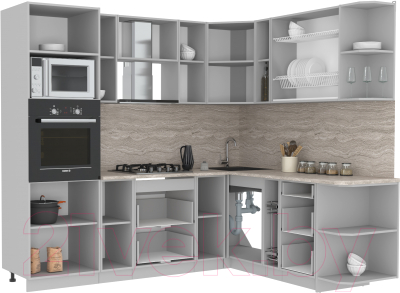 Готовая кухня Интерлиния Мила Лайт 1.88x2.4 правая без столешницы