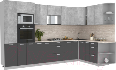 Готовая кухня Интерлиния Мила Лайт 1.88x3.4 правая без столешницы - фото