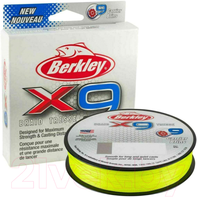 Леска плетеная Berkley Fishing X9 0.8мм 7.6кг 150м / 1486846 (желтый)