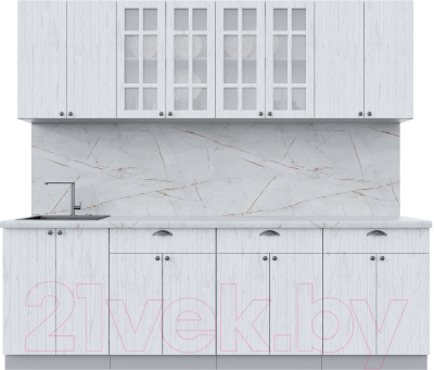 Кухонный гарнитур Интерлиния Берес 2.4А (дуб полярный/серый каспий) - фото