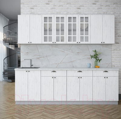 Кухонный гарнитур Интерлиния Берес 2.4А (дуб полярный/серый каспий)