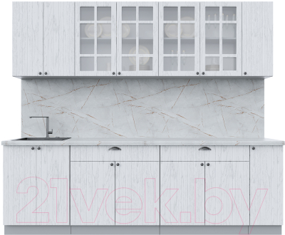 Кухонный гарнитур Интерлиния Берес 2.5А (дуб полярный/серый каспий) - фото