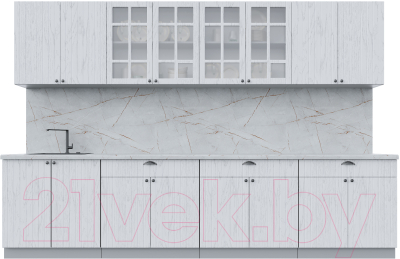 Кухонный гарнитур Интерлиния Берес 3.2А (дуб полярный/серый каспий) - фото