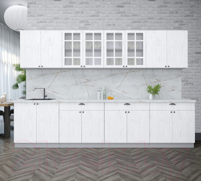 Кухонный гарнитур Интерлиния Берес 3.2А (дуб полярный/серый каспий)