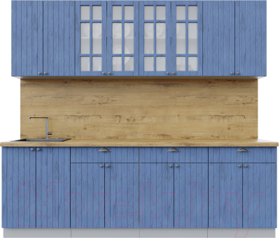 Кухонный гарнитур Интерлиния Берес 2.4А (дуб лазурный/дуб бунратти) - фото