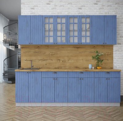 Кухонный гарнитур Интерлиния Берес 2.4А (дуб лазурный/дуб бунратти)