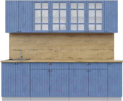 Кухонный гарнитур Интерлиния Берес 2.5А (дуб лазурный/дуб бунратти) - фото