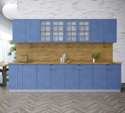 Кухонный гарнитур Интерлиния Берес 3.2А (дуб лазурный/дуб бунратти)