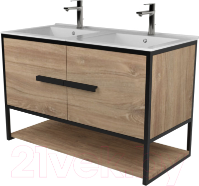 Тумба под умывальник Дабер 008 / Т8.10.2.6 (черный/дуб канзас коричневый) - фото