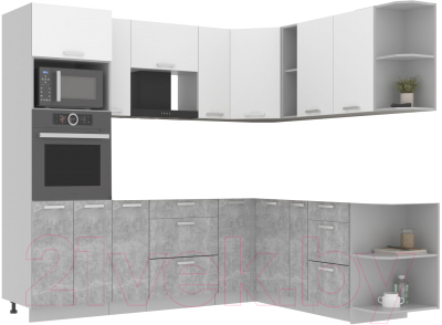 Готовая кухня Интерлиния Мила Лайт 1.88x2.4 правая без столешницы - фото