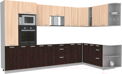 Готовая кухня Интерлиния Мила Лайт 1.88x3.4 правая без столешницы - фото