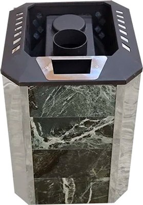 Печь-каменка Пегас 16 Стеклом в камне Змеевик (нержавеющая сталь)