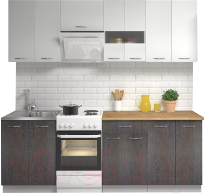 Кухонный гарнитур Mio Tesoro Экстра-лайт 2.2 (белый/береза/дуб бунратти) - фото