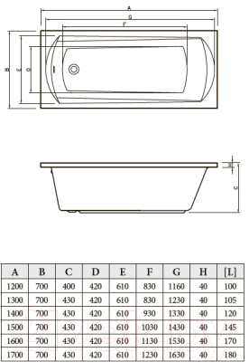 Ванна акриловая Bonito Home Selena 160x70 / BH-SE-501-160/St (с ножками)