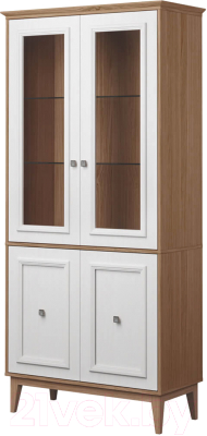 Шкаф с витриной Гомельдрев Торино ГМ 1492 Дуб (белый/натуральный дуб) - фото