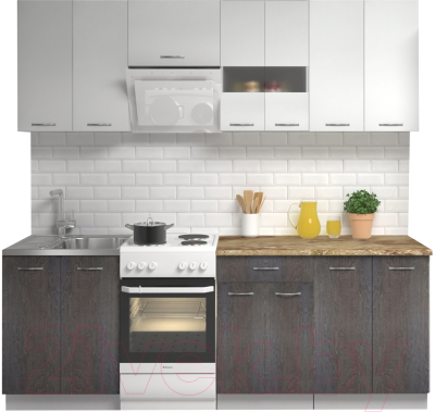 Кухонный гарнитур Mio Tesoro Экстра-лайт 2.2 (белый/береза/мадрид) - фото