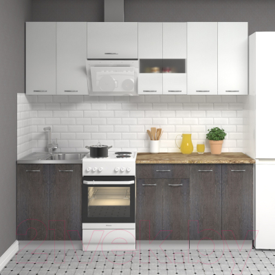 Кухонный гарнитур Mio Tesoro Экстра-лайт 2.2 (белый/береза/мадрид)