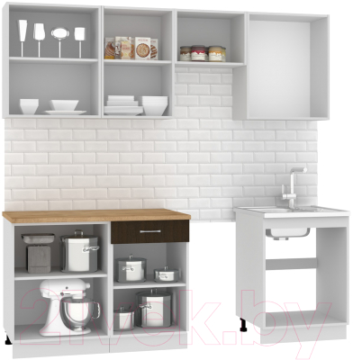 Кухонный гарнитур Mio Tesoro Экстра-лайт 2.2 (венге светлый/венге/дуб бунратти)