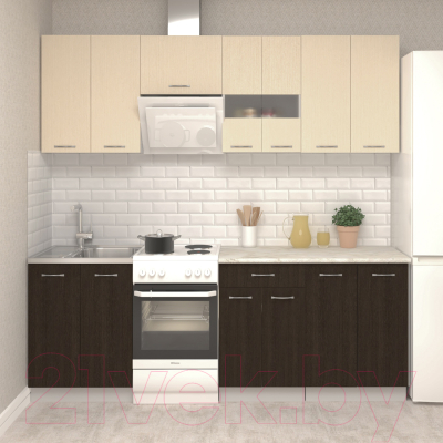 Кухонный гарнитур Mio Tesoro Экстра-лайт 2.2 (венге светлый/венге/королевский опал)