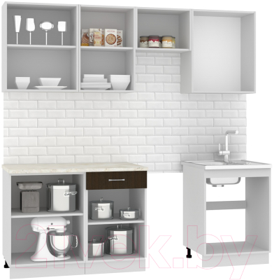 Кухонный гарнитур Mio Tesoro Экстра-лайт 2.2 (венге светлый/венге/королевский опал)