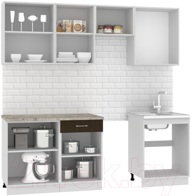 Кухонный гарнитур Mio Tesoro Экстра-лайт 2.2 (венге светлый/венге/марсель)