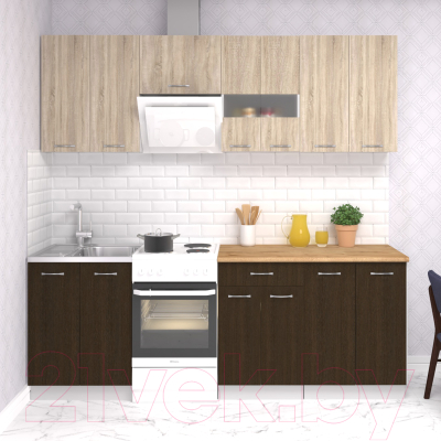Кухонный гарнитур Mio Tesoro Экстра-лайт 2.2 (дуб сонома/венге/дуб бунратти)