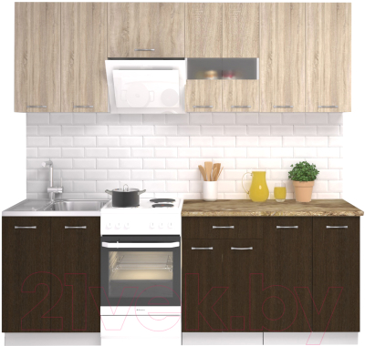 Кухонный гарнитур Mio Tesoro Экстра-лайт 2.2 (дуб сонома/венге/мадрид) - фото