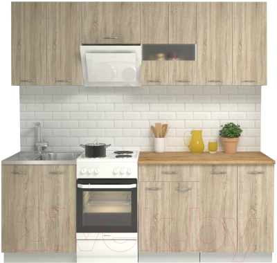 Кухонный гарнитур Mio Tesoro Экстра-лайт 2.2 (дуб сонома/дуб бунратти) - фото