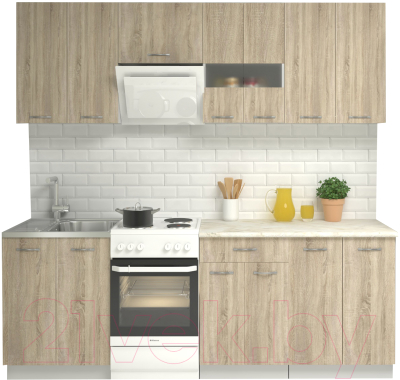 Кухонный гарнитур Mio Tesoro Экстра-лайт 2.2 (дуб сонома/королевский опал) - фото