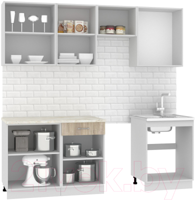 Кухонный гарнитур Mio Tesoro Экстра-лайт 2.2 (дуб сонома/королевский опал)