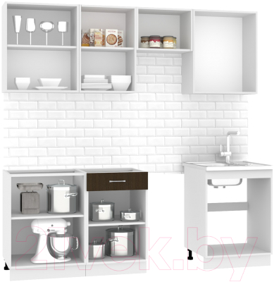 Кухонный гарнитур Mio Tesoro Экстра-лайт 2.2 без столешницы (венге светлый/венге)