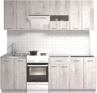 Кухонный гарнитур Mio Tesoro Экстра-лайт 2.2 без столешницы (дуб монтерей) - фото