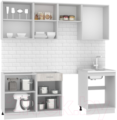 Кухонный гарнитур Mio Tesoro Экстра-лайт 2.2 без столешницы (дуб монтерей)