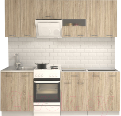 Кухонный гарнитур Mio Tesoro Экстра-лайт 2.2 без столешницы (дуб сонома) - фото