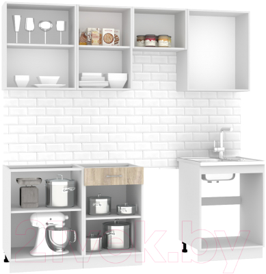 Кухонный гарнитур Mio Tesoro Экстра-лайт 2.2 без столешницы (дуб сонома)