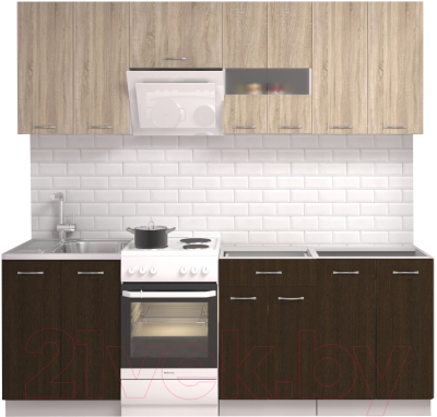 Кухонный гарнитур Mio Tesoro Экстра-лайт 2.2 без столешницы (дуб сонома/венге) - фото