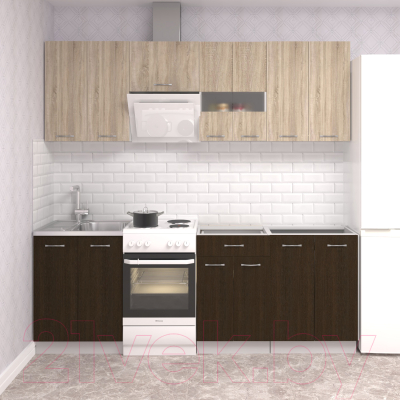 Кухонный гарнитур Mio Tesoro Экстра-лайт 2.2 без столешницы (дуб сонома/венге)